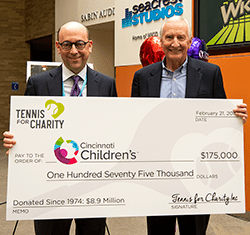 A photo of Michael Fisher, Cincinnati Children's and Ken Berry, Tennis for Charity.